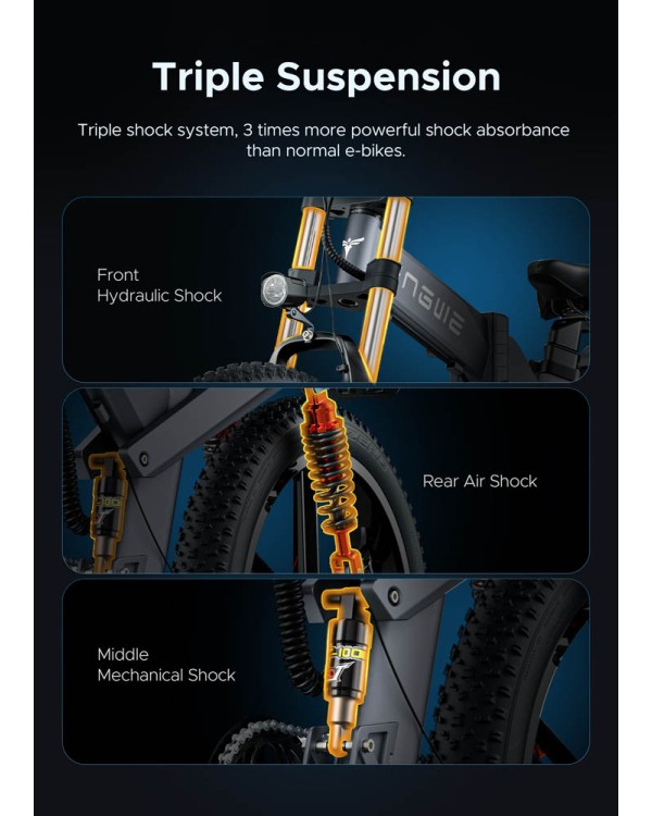 ENGWE X26 1000W 19.2+10Ah elektrinis dviratis