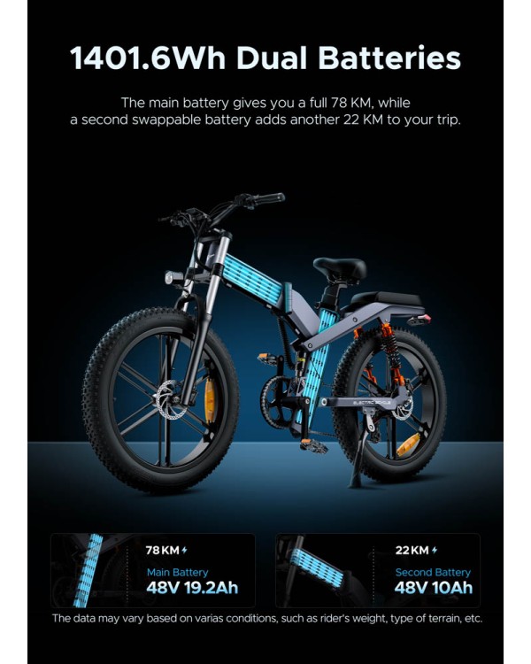 ENGWE X26 1000W 19.2+10Ah elektrinis dviratis