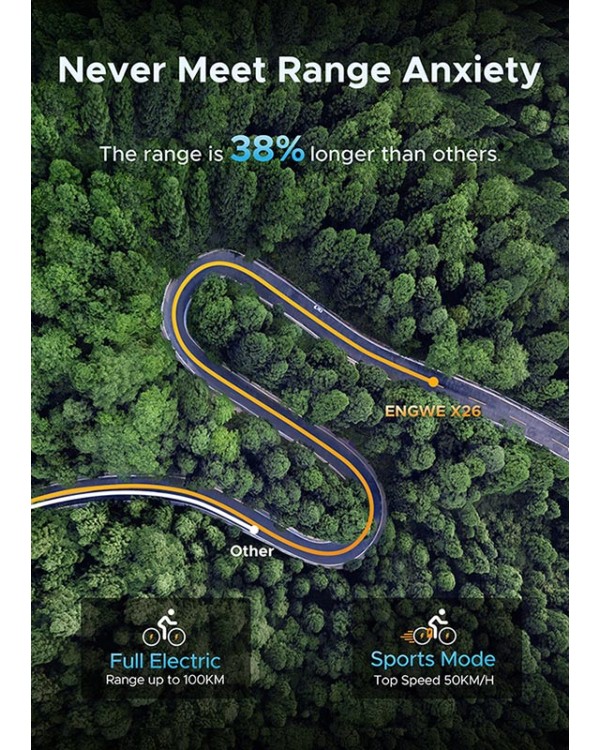 ENGWE X26 1000W 19.2+10Ah elektrinis dviratis