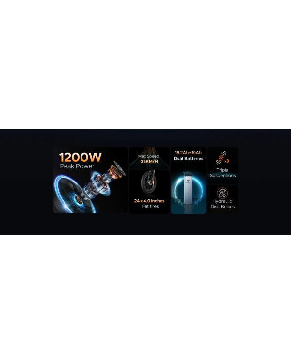 ENGWE X24 1000W 19.2+10Ah elektrinis dviratis