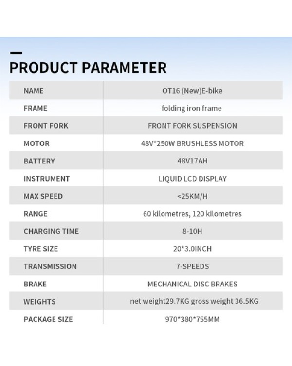 OneSport OT16-2 elektrinis dviratis