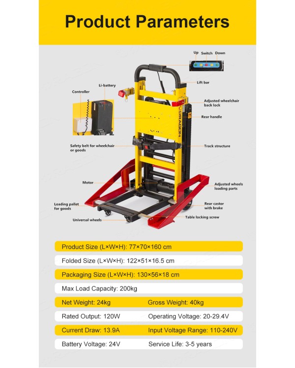 Elektrinis laiptų kopiklis (neįgaliųjų transportavimui laiptais) DW11