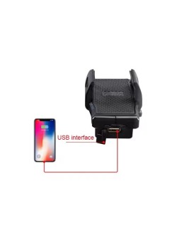 Motorolerio telefono laikiklis su USB jungtimi
